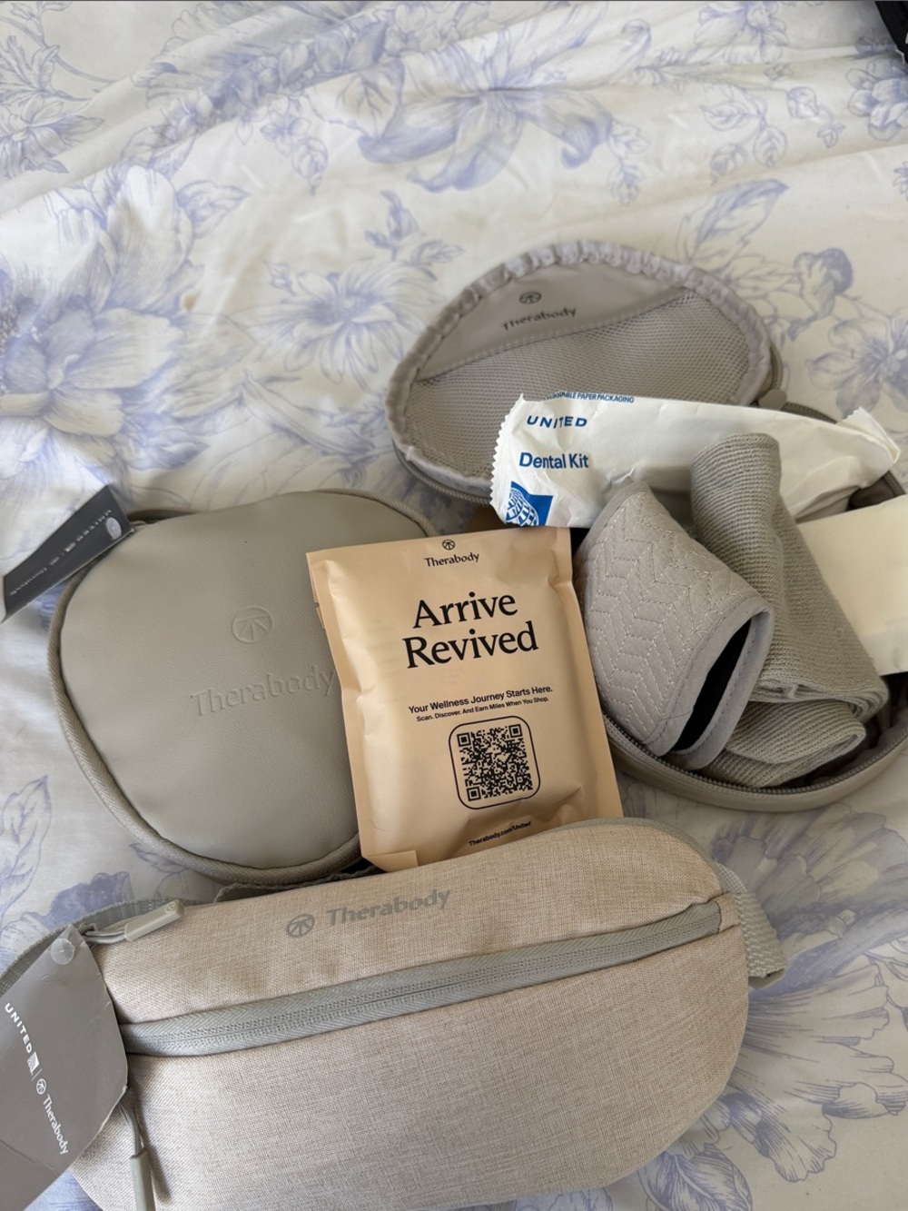 (3) TheraBody Travel Wellness Kits in Beige and Light Taupe